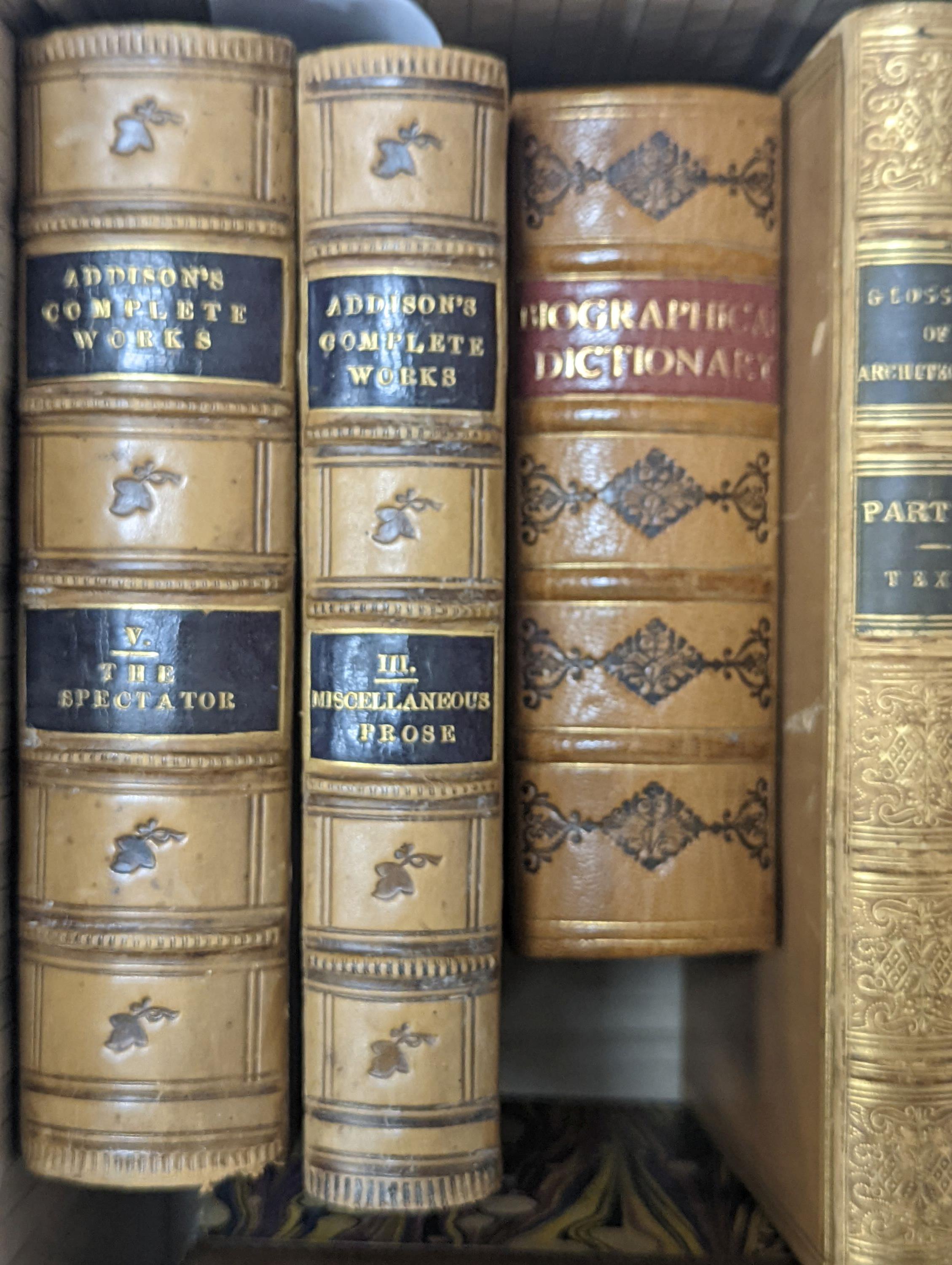 Bindings - Octavo Volumes, various styles in calf and morocco, 18th and 19th century (21 in total)